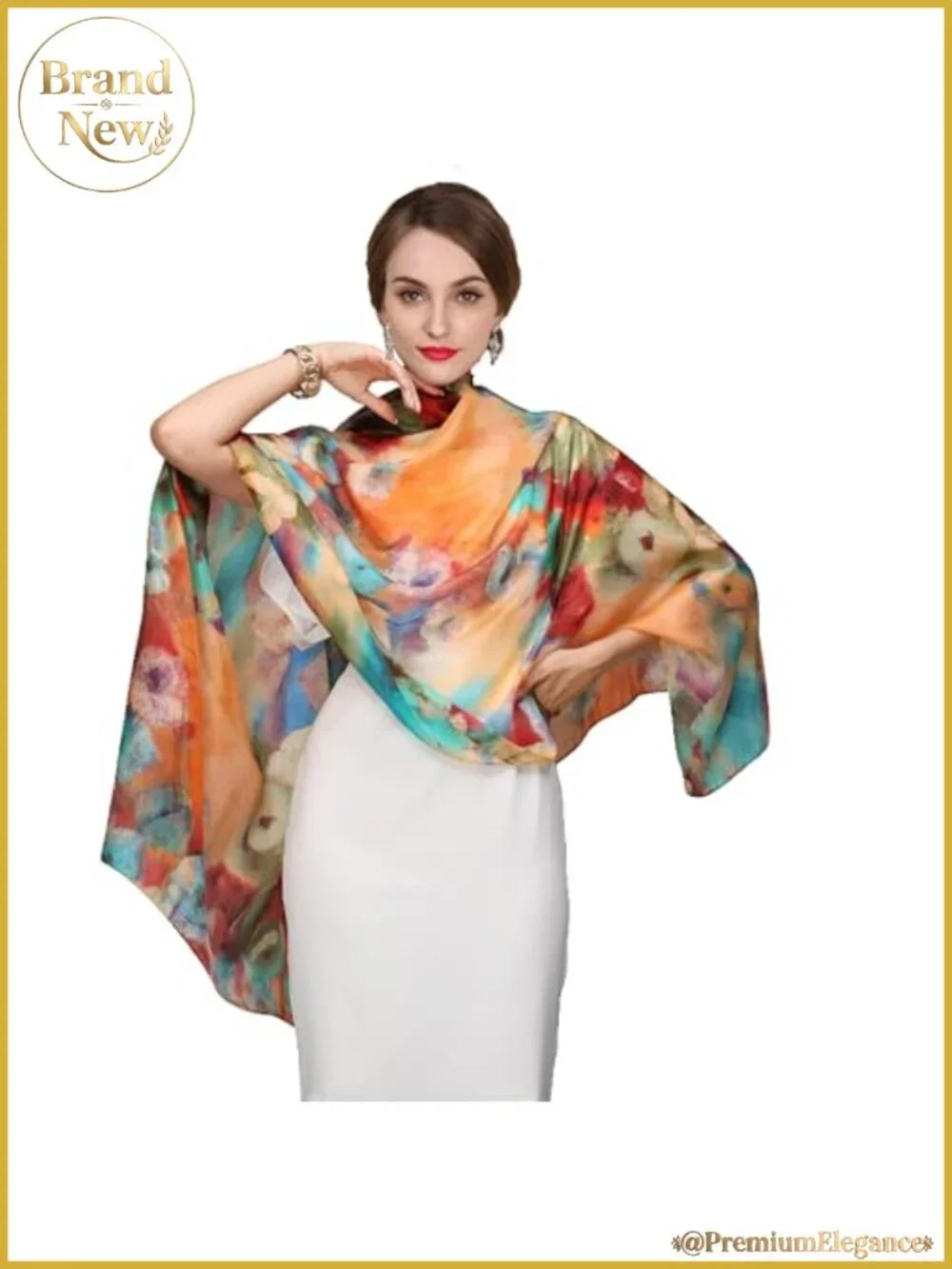 100% Mulberry Silk Scarf Large Floral Shawl Wrap